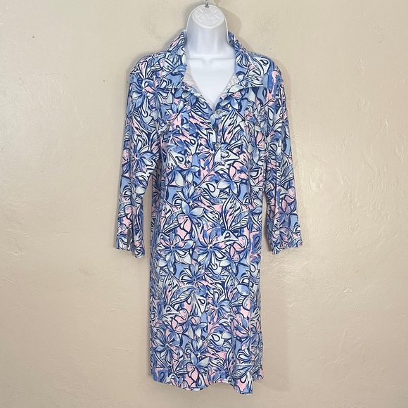 Stella Parker Dresses & Skirts - Floral Blue and Pink Midi Dress